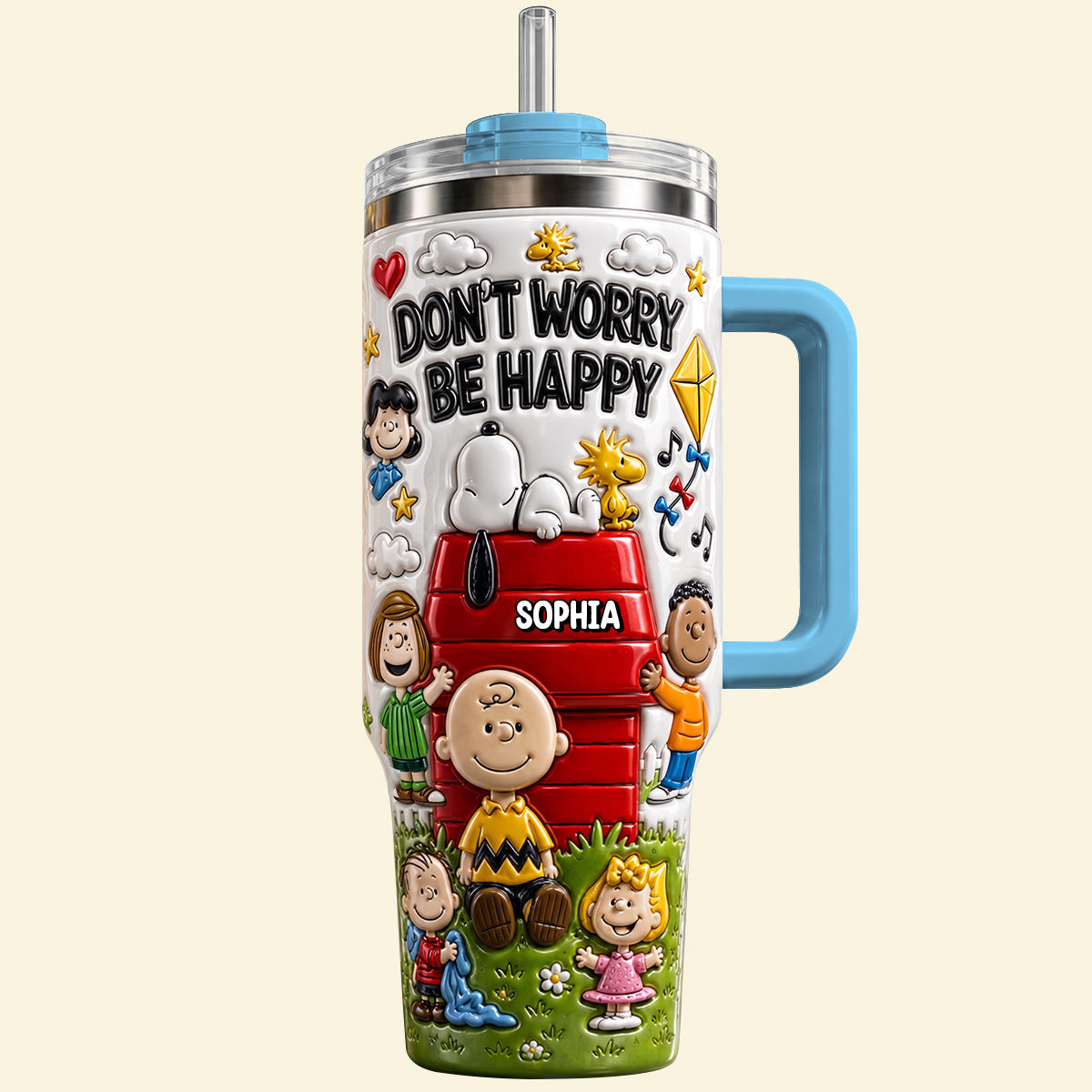Personalized Peanuts 40oz Tumbler with Handle - Unique Gift