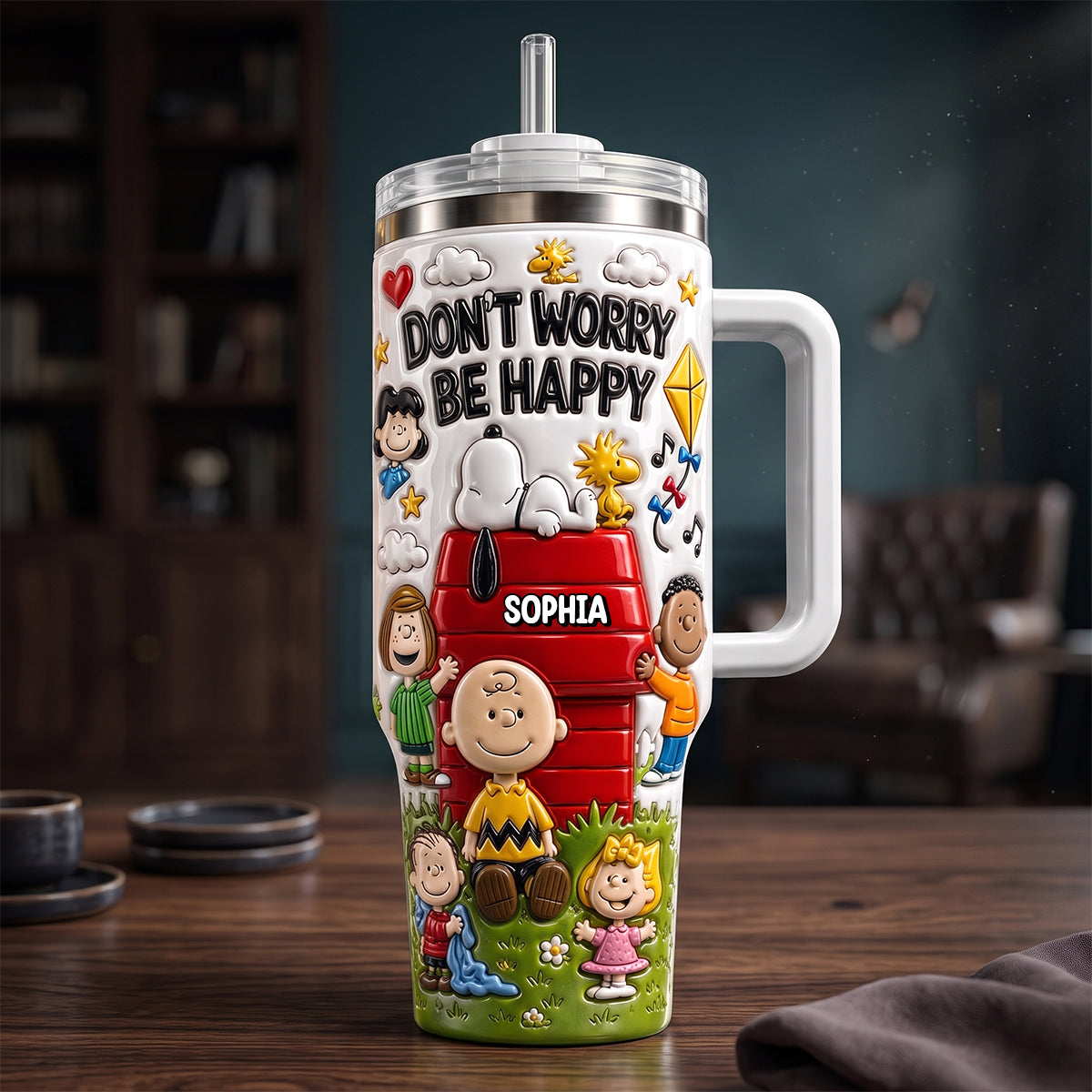 Personalized Peanuts 40oz Tumbler with Handle - Unique Gift