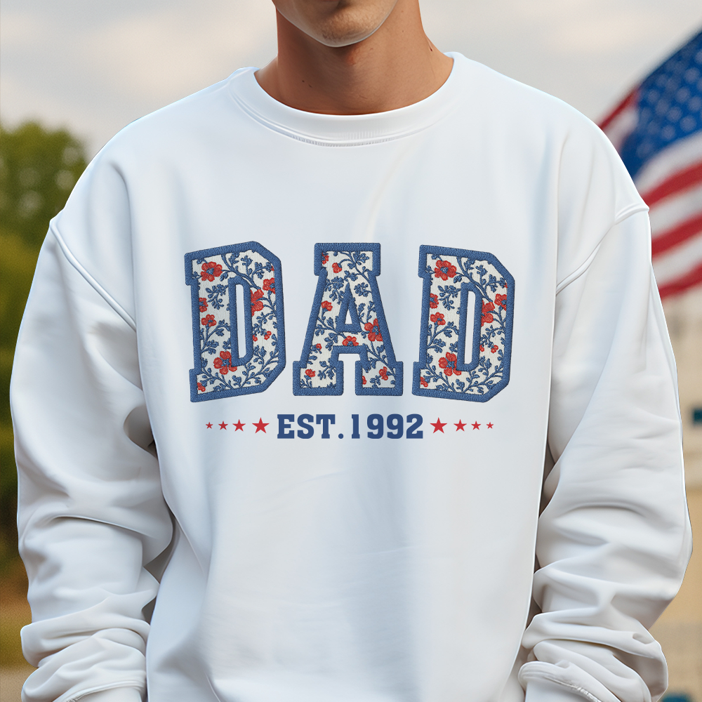 Personalized Floral Family Established Year T-Shirt for Mom & Dad