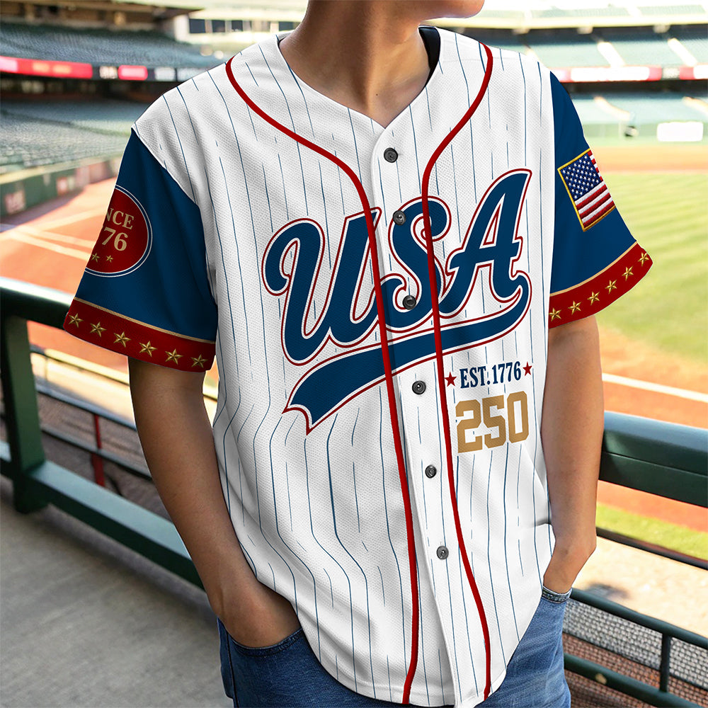 Personalized USA 250 Baseball Jersey Shirt Custom Name Gift for 4th of July