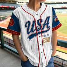 Load image into Gallery viewer, Personalized USA 250 Baseball Jersey Shirt Custom Name Gift for 4th of July
