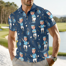 Load image into Gallery viewer, Personalized Photo Golf Polo Shirt Custom Gift for Dad
