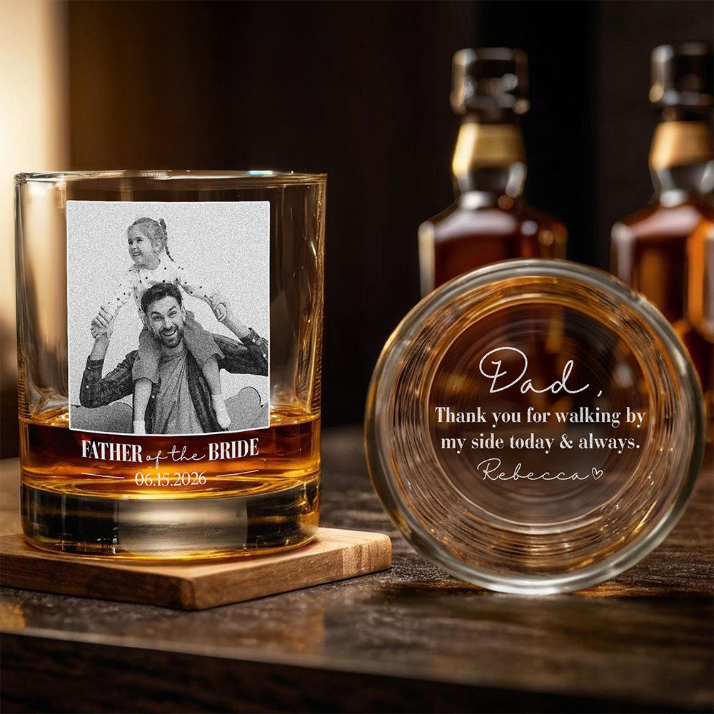 Personalized Engraved Rock Glass Custom Photo Gift for Dad