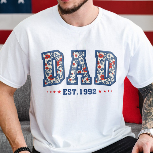 Personalized Floral Family Established Year T-Shirt for Mom & Dad