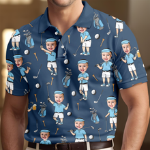 Load image into Gallery viewer, Personalized Photo Golf Polo Shirt Custom Gift for Dad
