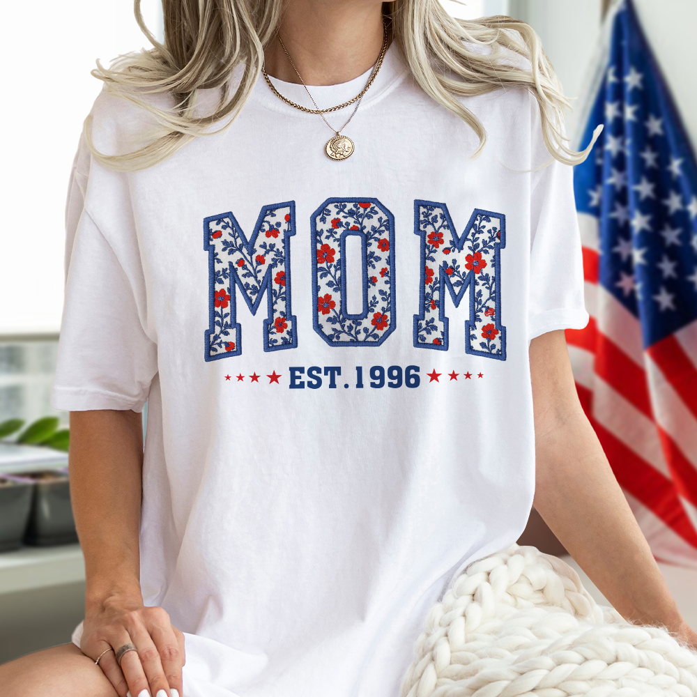 Personalized Floral Family Established Year T-Shirt for Mom & Dad