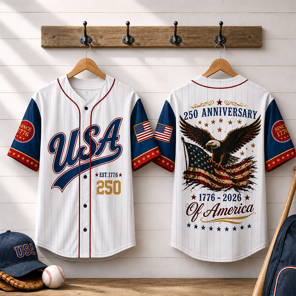 Personalized USA 250 Baseball Jersey Shirt Custom Name Gift for 4th of July