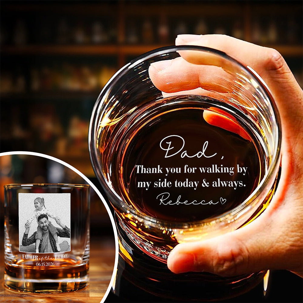 Personalized Engraved Rock Glass Custom Photo Gift for Dad