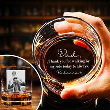 Load image into Gallery viewer, Personalized Engraved Rock Glass Custom Photo Gift for Dad
