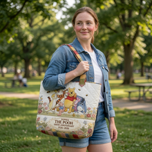 Load image into Gallery viewer, Personalized Quilted Tote Bag with Pooh Characters Gift for Movie Fans
