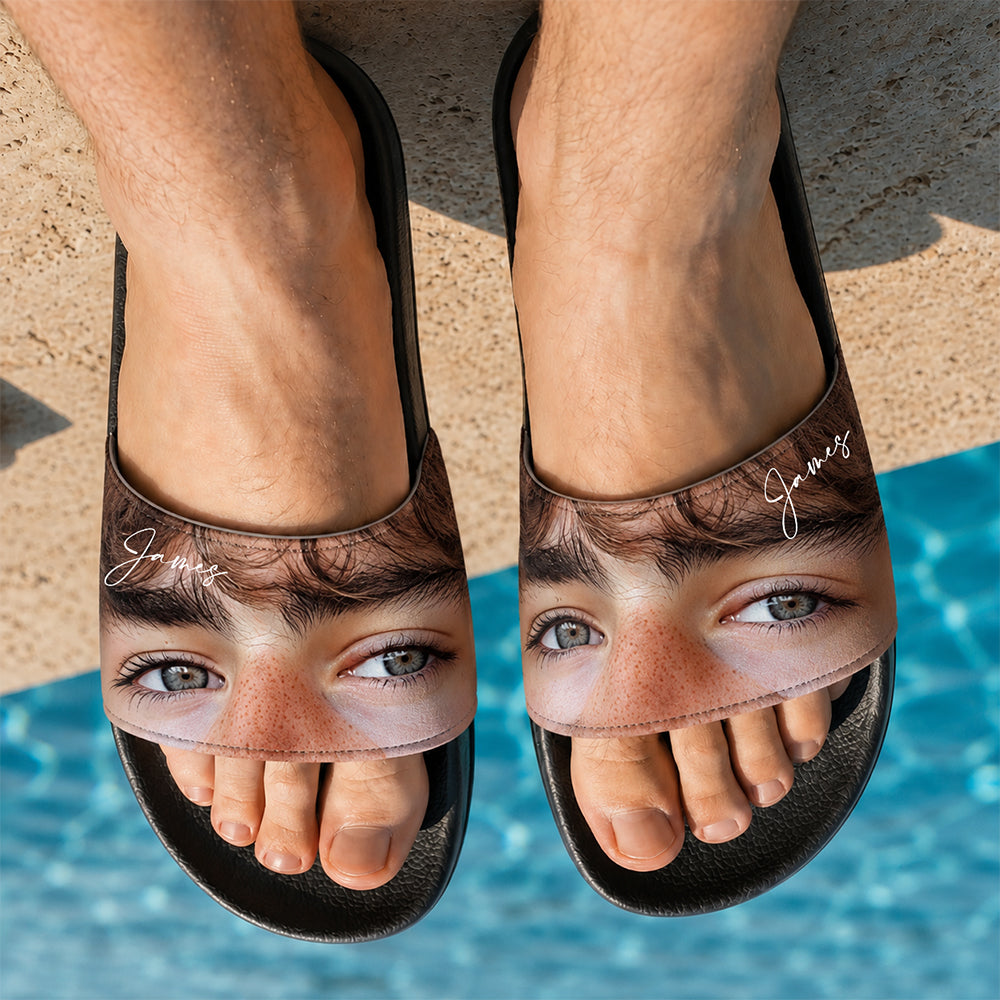 Personalized Funny Photo Slide Sandals Custom Gift for Her