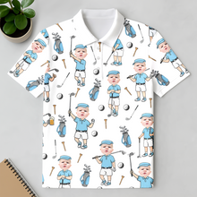 Load image into Gallery viewer, Personalized Photo Golf Polo Shirt Custom Gift for Dad
