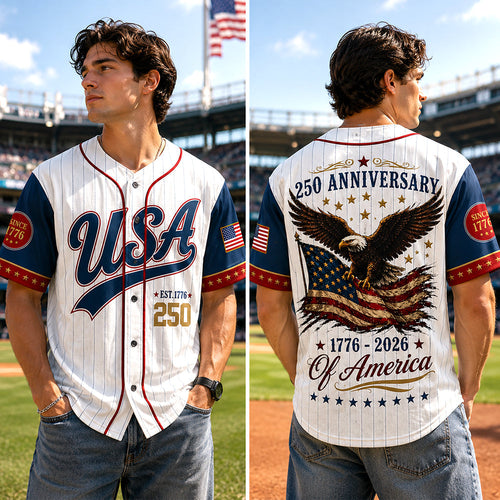 Personalized USA 250 Baseball Jersey Shirt Custom Name Gift for 4th of July