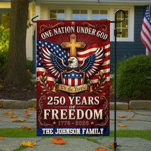 Load image into Gallery viewer, Personalized Garden Flag One Nation Under God Custom Family Name
