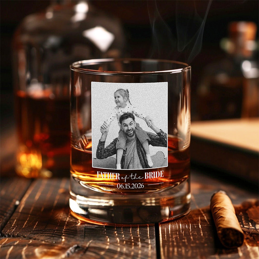 Personalized Engraved Rock Glass Custom Photo Gift for Dad