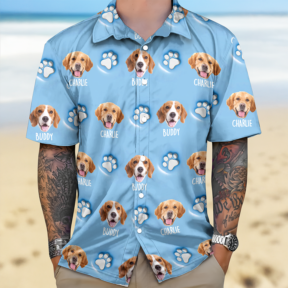 Personalized Dog Face Hawaiian Shirt Custom Dog Photo Gift