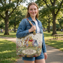 Load image into Gallery viewer, Personalized Quilted Tote Bag with Pooh Characters Gift for Movie Fans
