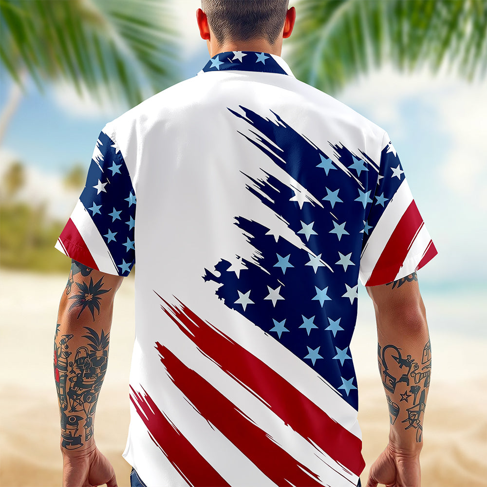 Personalized Patriotic Hawaii Shirt American Flag 4th of July Gift