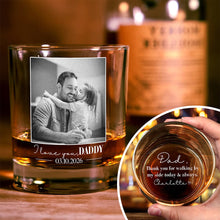 Load image into Gallery viewer, Personalized Engraved Rock Glass Custom Photo Gift for Dad
