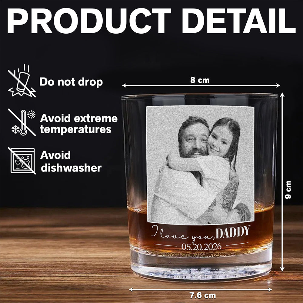 Personalized Engraved Rock Glass Custom Photo Gift for Dad