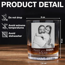Load image into Gallery viewer, Personalized Engraved Rock Glass Custom Photo Gift for Dad
