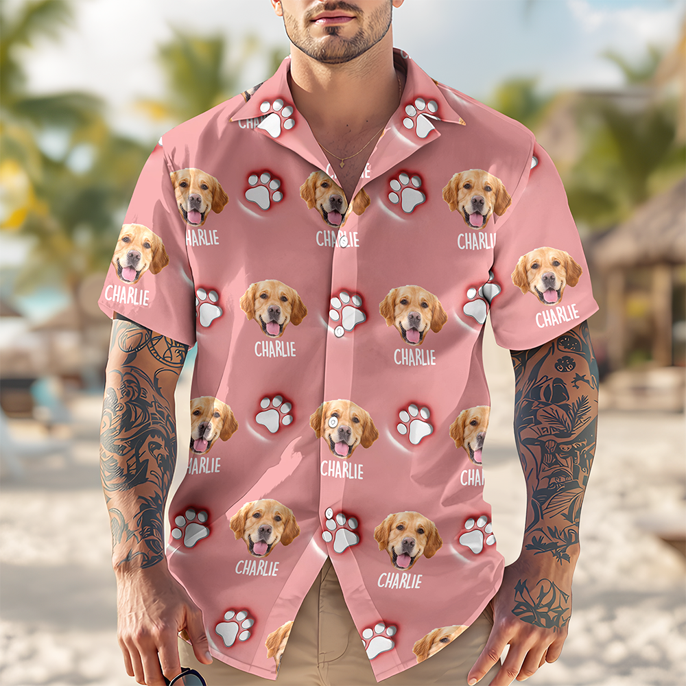 Personalized Dog Face Hawaiian Shirt Custom Dog Photo Gift