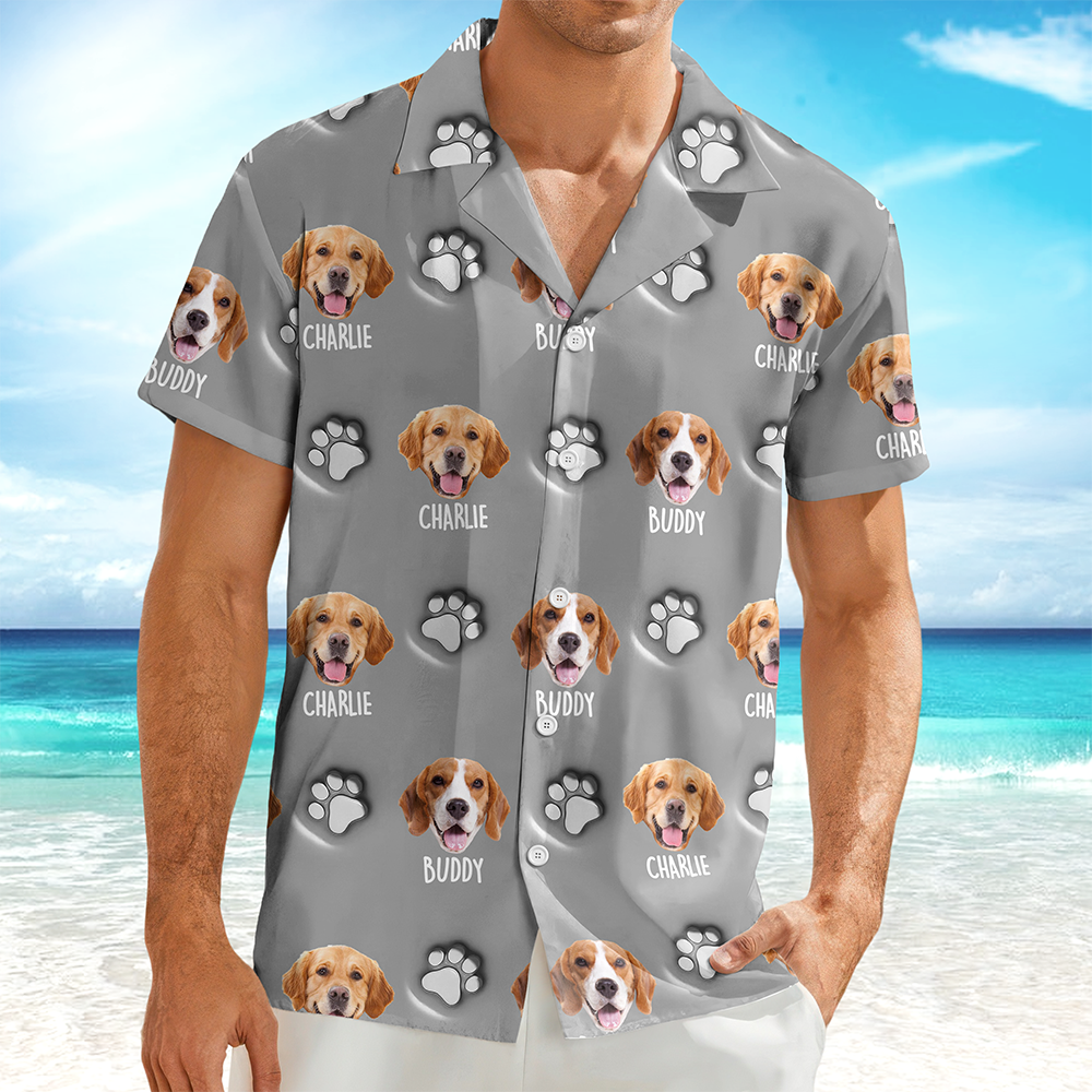 Personalized Dog Face Hawaiian Shirt Custom Dog Photo Gift