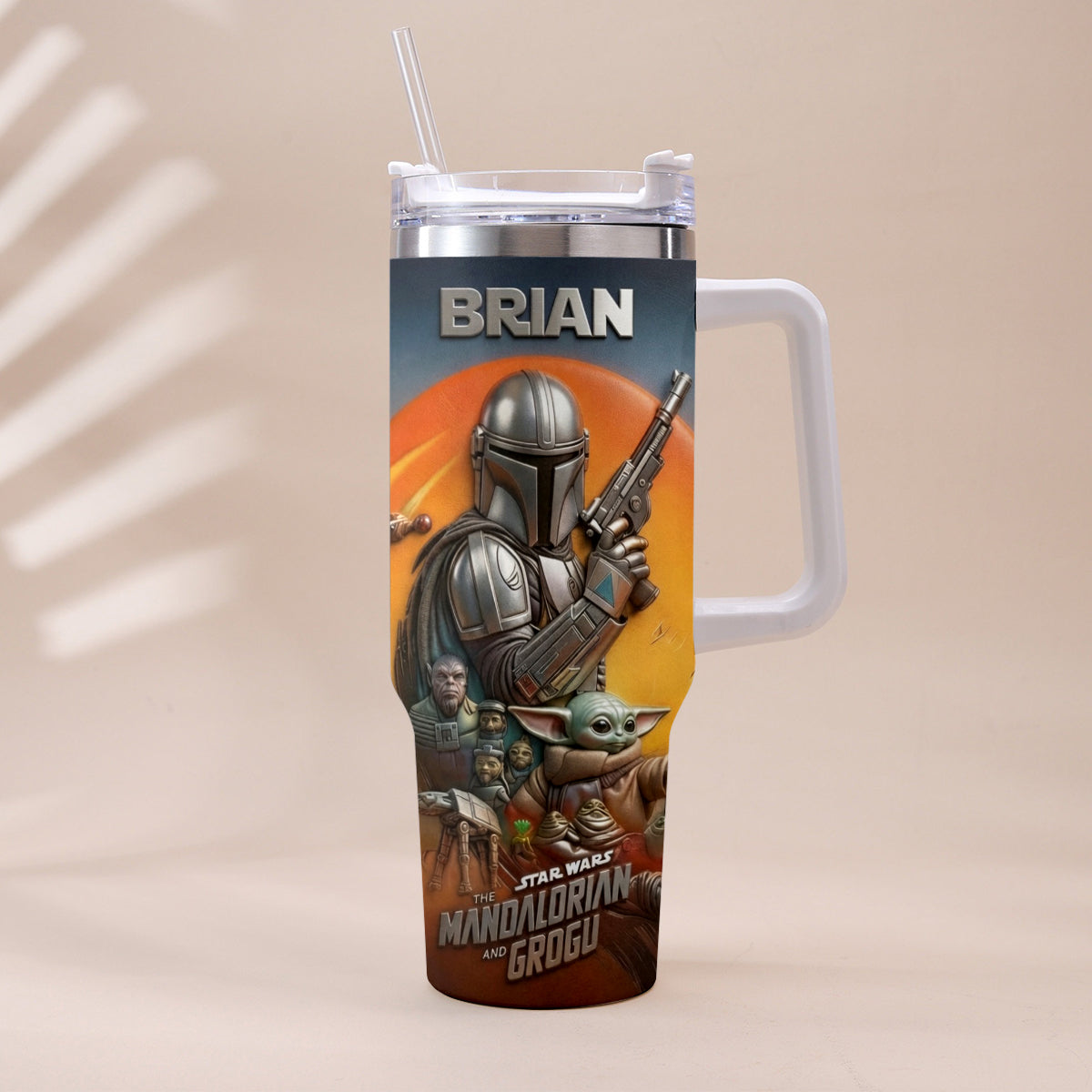 Personalized Star Wars Tumbler with Handle Custom Name Gift for Movie Fans