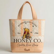 Load image into Gallery viewer, Personalized Quilted Tote Bag Honey Bear Gift for Her
