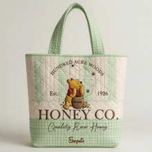 Load image into Gallery viewer, Personalized Quilted Tote Bag Honey Bear Gift for Her
