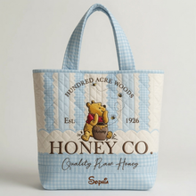 Load image into Gallery viewer, Personalized Quilted Tote Bag Honey Bear Gift for Her
