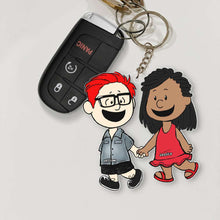 Load image into Gallery viewer, Personalized Couple Keychain Custom Name Hug Gift for Anniversary
