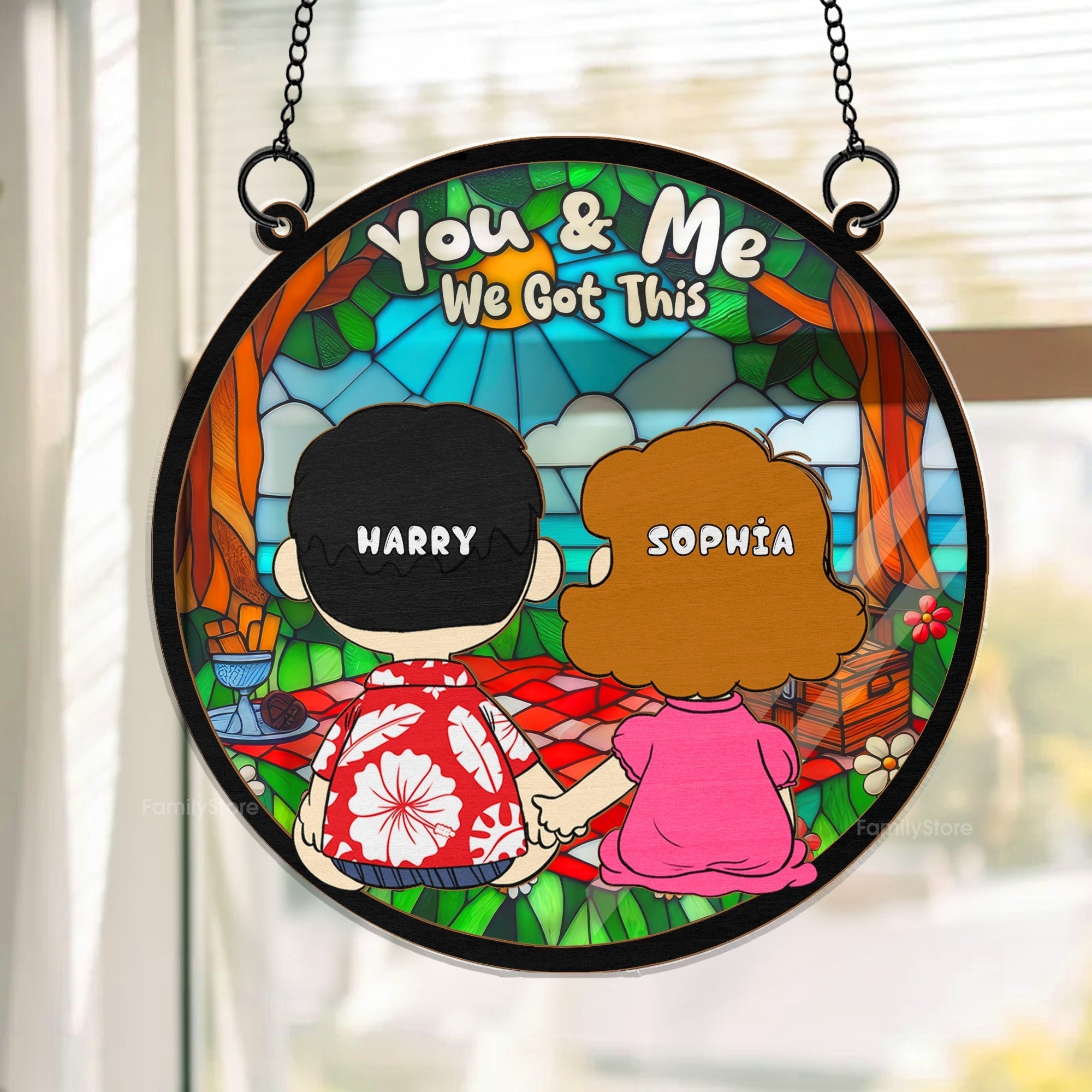 Personalized Stained Glass Suncatcher Custom Couple Gift
