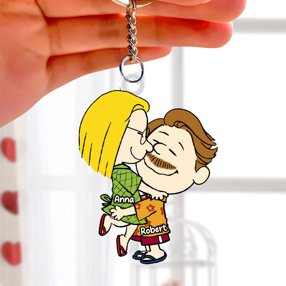 Personalized Peanut Couple Acrylic Keychain Custom Names Gift for Couple