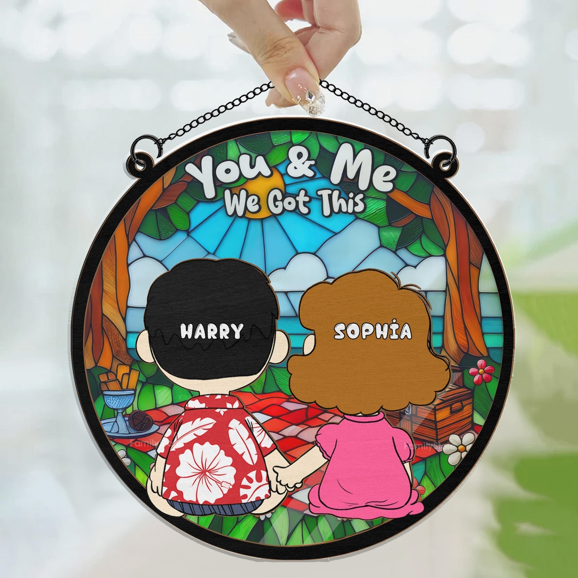 Personalized Stained Glass Suncatcher Custom Couple Gift