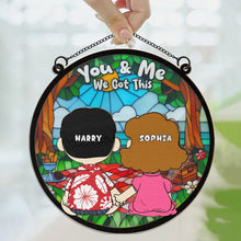 Load image into Gallery viewer, Personalized Stained Glass Suncatcher Custom Couple Gift
