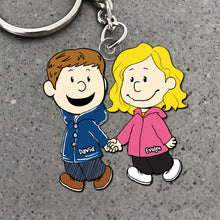 Load image into Gallery viewer, Personalized Couple Keychain Custom Name Hug Gift for Anniversary
