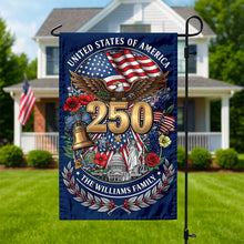 Load image into Gallery viewer, Personalized USA Statue of Liberty Garden Flag Custom Family Name 4th of July Gift
