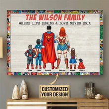 Load image into Gallery viewer, Personalized Super Hero Family Canvas Poster Gift for Dad
