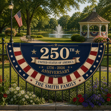 Load image into Gallery viewer, Personalized 250th Anniversary American Flag Custom Family Name Decor
