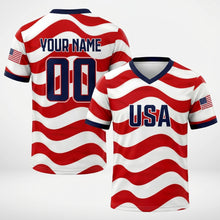 Load image into Gallery viewer, Personalized USA Flag Soccer Jersey Custom Name Number Gift for Sports Fans
