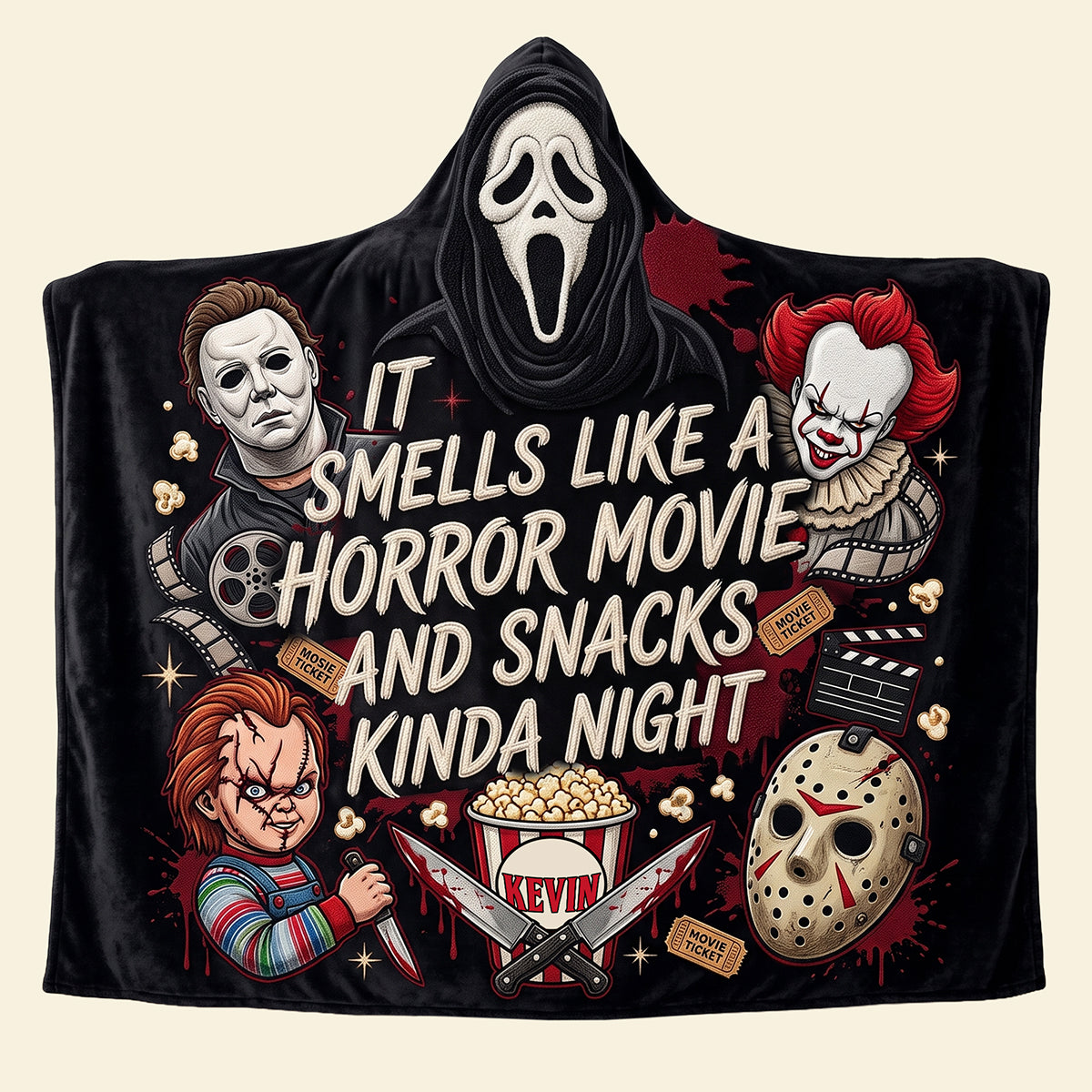 Personalized Hooded Blanket for Horror Lovers - Unique Halloween Gift