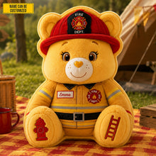 Load image into Gallery viewer, Personalized Firefighter Bear Plush Pillow Custom Name Gift
